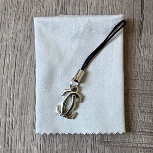 Cartier 2C Phone Bag Key Charm Silver Black Y2K Authentic